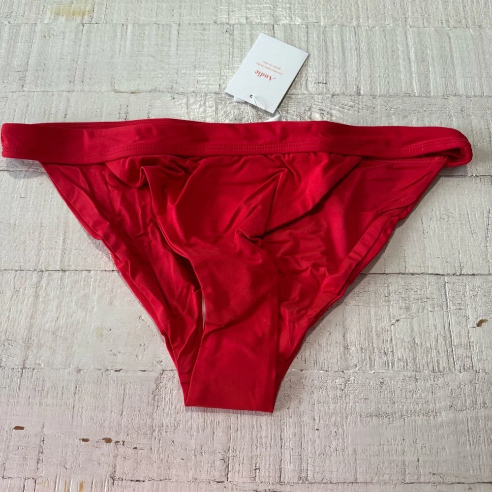 Andie Swim the Banded Cheeky Bikini Bottom‎ NWT size XL Cherry Red Swimsuit